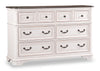 Grace Bedroom 6-Drawer Dresser, 64\"W x 40\"H - Antique White
