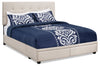 Minka Upholstered Storage Platform Bed in Beige Fabric, Tufted - Queen Size