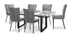 Ezra 7pc Dining Package with 63-79\"W Extension Table & 6 Chairs - Faux White Marble & Grey