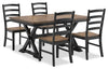 Raven 5pc Dining Package with 60-78\"W Extension Table & 4 Chairs - Two-Tone Black & Brown