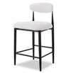 Kort & Co. Capri Counter-Height Stool with Boucle Fabric & Gold Accent, 26\"H, Metal - White