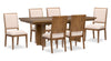 Scott Living Henri 7pc Dining Set with Table & Chairs, 66-84\"W Extension, Wood - Brown & Cream