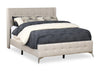 Zara Upholstered Bed in Beige Linen-Look Fabric - Button Tufted - Queen Size