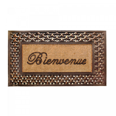 Bienvenue Rubber and Coir Brush Mat Floormat|Tapis de plancher « Bienvenue » en caoutchouc et tapis-brosse en fibre de coco