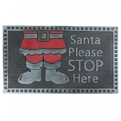 Rubber Santa Please Stop Here Floormat|Tapis de plancher « Santa Please Stop Here » en caoutchouc