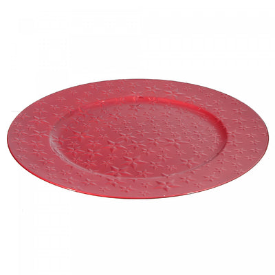 Charger Plate Stars Red 13" - Set of 6 Dinnerware|Assiette de présentation de 13 po rouge ornée d'étoiles - ensemble de 6