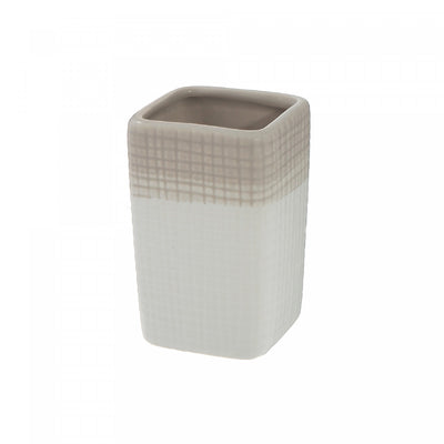 Ceramic Tumbler Lattice - Set of 2 Bath Accessories|Gobelet pour salle de bain en céramique à motif de treillis - ensemble de 2 accessoires pour salle de bain