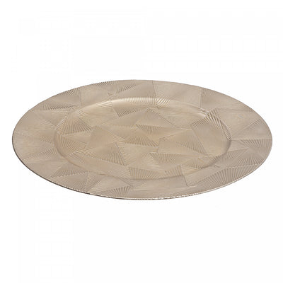 Charger Plate Trinity Champagne 13" - Set of 6 Dinnerware|Assiette de présentation de 13 po champagne ornée de triangles - ensemble de 6