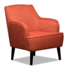 Aimy 28\" Linen Look Fabric Accent Chair with Cylindrical Wood Legs - Orange