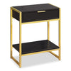 Alice 19.5\" Accent Table With Storage & Shelf - Cappuccino with Gold Accents