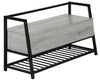Grey Wood-Look and Black Metal Bench