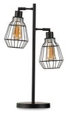 Jaxon 25\" Industrial Matte Black with Metal Wire 2-Light Table Lamp