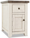 Madison 16\" Rustic Chairside Table with Storage - White Wood