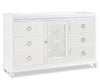 Ava Bedroom 7-Drawer Dresser with LED Light, 67\"W x 39\"H, Glam - White