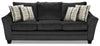 Made in Canada Febe 100\" Chenille Fabric Sofa with Flared Arms and Accent Pillows - Charcoal Grey