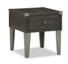 Hilla 22.38\" Industrial End Table with Storage - Dark Brown Wood with Metal Legs