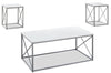 Kasey 42.25\" Modern 3-Pack Coffee + 2 End Tables - White with Grey Metal Base