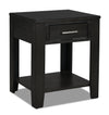 Landon 20\" Modern End Table with Storage and Shelf - Dark Brown with USB