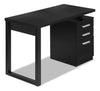 Ronan 47.25\" Reversible Office Desk with 3-Drawers - Black