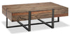 Manchester 54\" Rustic Coffee Table with Storage - Brown Wood with Iron Base