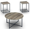Wadeworth 31.5\" Rustic 3-Pack Coffee + 2 End Tables - Taupe with Metal Legs