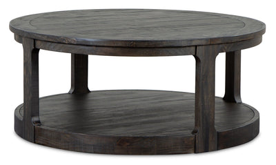 Axl 40" Traditional Round Coffee Table with Shelf - Dark Grey-Brown Wood|Table à café ronde traditionnelle Axl de 40 po avec tablette - bois gris-brun foncé