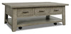 Colson 50\" Rustic Coffee Table with Storage, Shelf and Casters - Driftwood