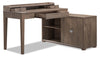Jude 55\" Reversible Office Desk with 3-Drawers & Cabinet- Hazelnut