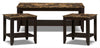 Roma 47.5\" Rustic 3-Pack Coffee + 2 End Tables with Shelf - Cappucino Marble Look