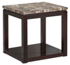 Sicily 22\" Traditional End Table with Shelf - Dark Brown Base with Weathered Marble Look Top