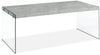 Yonah 44\" Modern Coffee Table - Cement Grey with Glass Legs