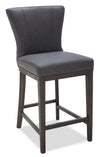 Quinn Counter-Height Stool with Vegan Leather Fabric, 26\"H - Grey