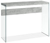 Yonah 44\" Modern Sofa Table - Cement Grey with Glass Legs