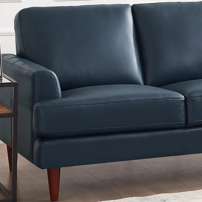Hydeline Cassis Leather Loveseat - Navy