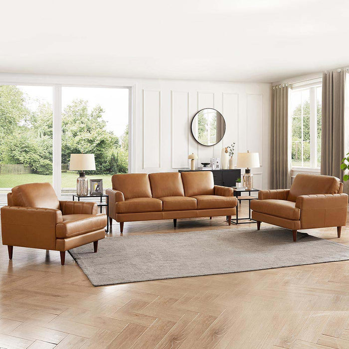 Hydeline Cassia Leather Sofa - Brown