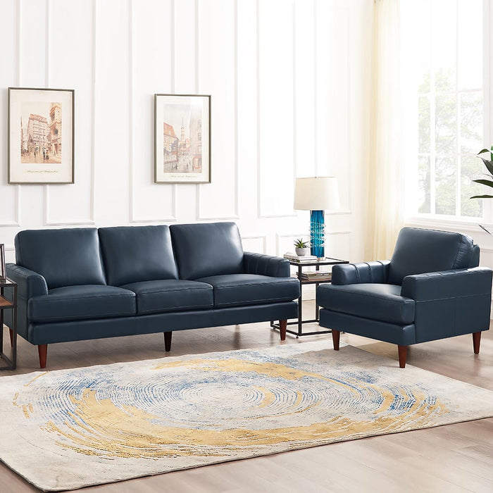 Hydeline Cassis Leather Chair - Navy