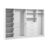 Bestar Florence 121" Modular Walk-In Closet System with Rods, Shelves and Drawers Shaker Style - White|Système de pièce-penderie modulaire Florence de Bestar de 121 po avec tringles, tablettes et tiroirs de style Shaker - blanc