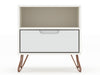 Manhattan Comfort Rockefeller Mid-Century Modern Nightstand with Drawer - White|Table de nuit Rockefeller de Manhattan Comfort de style moderne du milieu du 20e siècle avec tiroir - blanche
