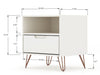 Manhattan Comfort Rockefeller Mid-Century Modern Nightstand with Drawer - White|Table de nuit Rockefeller de Manhattan Comfort de style moderne du milieu du 20e siècle avec tiroir - blanche