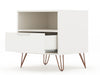 Manhattan Comfort Rockefeller Mid-Century Modern Nightstand with Drawer - White|Table de nuit Rockefeller de Manhattan Comfort de style moderne du milieu du 20e siècle avec tiroir - blanche
