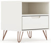 Manhattan Comfort Rockefeller Mid-Century Modern Nightstand with Drawer - White|Table de nuit Rockefeller de Manhattan Comfort de style moderne du milieu du 20e siècle avec tiroir - blanche