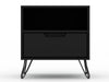 Manhattan Comfort Rockefeller Mid-Century Modern Nightstand with Drawer - Black|Table de nuit Rockefeller de Manhattan Comfort de style moderne du milieu du 20e siècle avec tiroir - noire