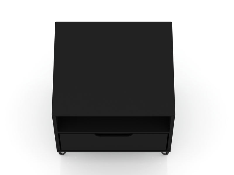 Manhattan Comfort Rockefeller Mid-Century Modern Nightstand with Drawer - Black