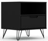 Manhattan Comfort Rockefeller Mid-Century Modern Nightstand with Drawer - Black|Table de nuit Rockefeller de Manhattan Comfort de style moderne du milieu du 20e siècle avec tiroir - noire
