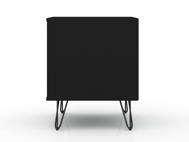 Manhattan Comfort Rockefeller Mid-Century Modern Nightstand with Drawer - Black