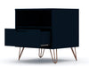 Manhattan Comfort Rockefeller Mid-Century Modern Nightstand with Drawer - Tatiana Midnight Blue|Table de nuit Rockefeller de Manhattan Comfort de style moderne du milieu du 20e siècle avec tiroir - bleu minuit Tatiana
