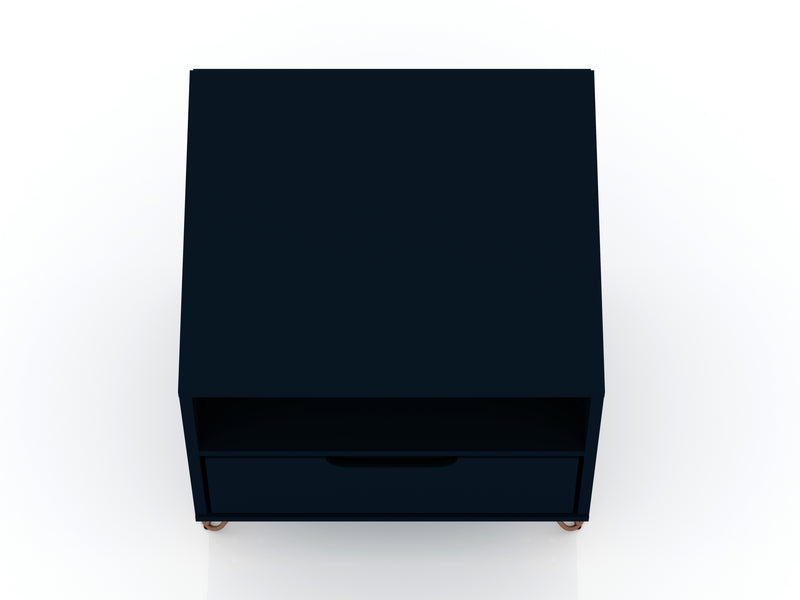 Manhattan Comfort Rockefeller Mid-Century Modern Nightstand with Drawer - Tatiana Midnight Blue