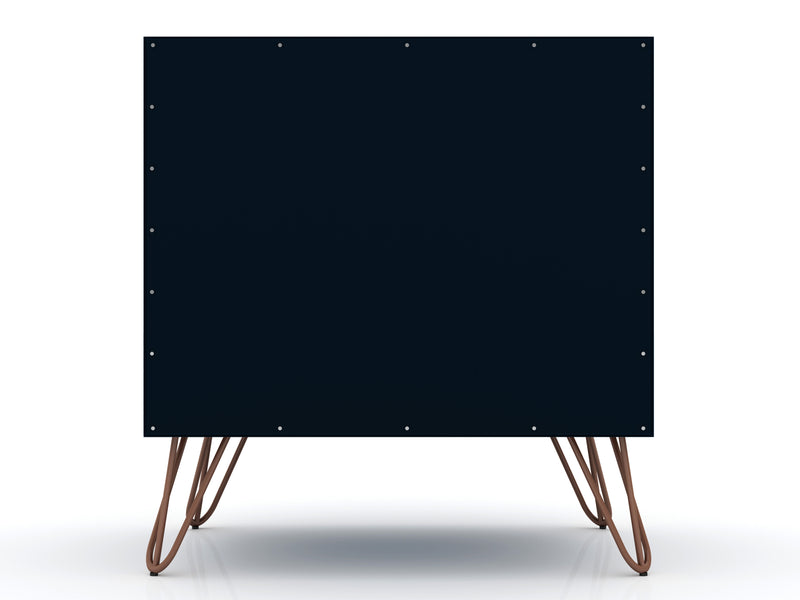 Manhattan Comfort Rockefeller Mid-Century Modern Nightstand with Drawer - Tatiana Midnight Blue