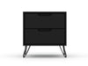 Manhattan Comfort Rockefeller Mid-Century Modern Nightstand with 2-Drawer - Black|Table de nuit Rockefeller de Manhattan Comfort de style moderne du milieu du 20e siècle avec 2 tiroirs - noire