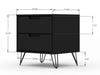 Manhattan Comfort Rockefeller Mid-Century Modern Nightstand with 2-Drawer - Black|Table de nuit Rockefeller de Manhattan Comfort de style moderne du milieu du 20e siècle avec 2 tiroirs - noire